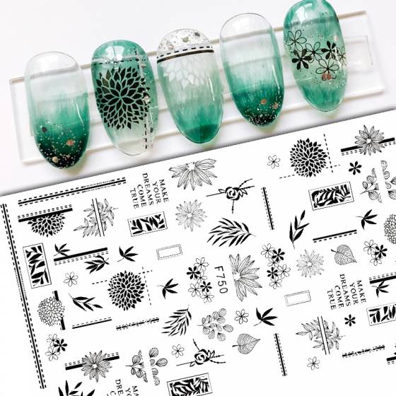 2021 Hot Sale Kids Custom Designers Nail Art Stickers 2d F Series Adhesive Diy Wholesale Flowers Decals